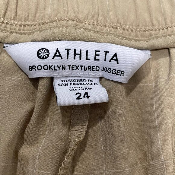 Athleta Brooklyn Textured Jogger Windowpane Silt Taupe Size 24 - Picture 9 of 10